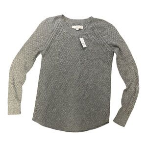 LOFT Gray Ribbed Fitted Sweater